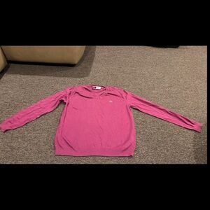EUC Lacoste Pink V-Neck Sweater Junior Ladies 5 warm casual LS